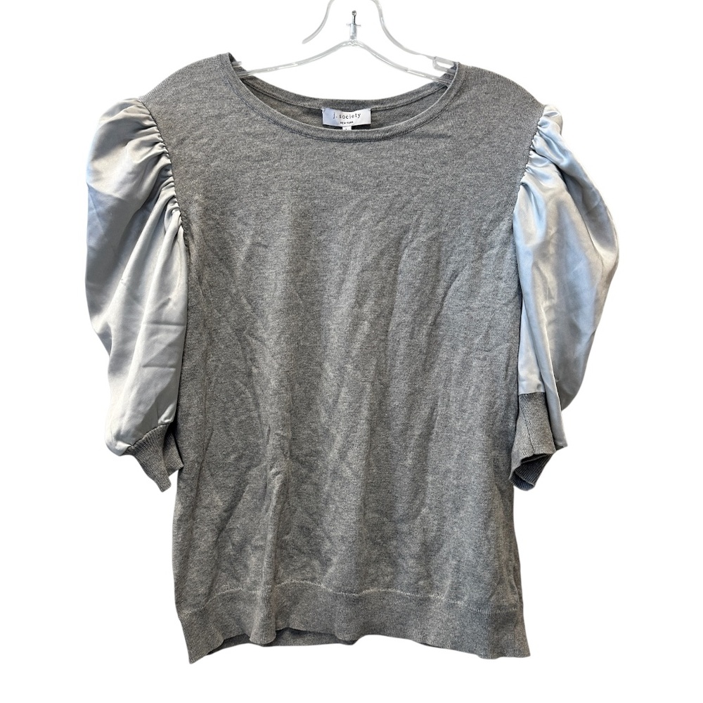 NWT J. Society Lightweight Sweater With Satin Sleeves Women's Size Large Gray